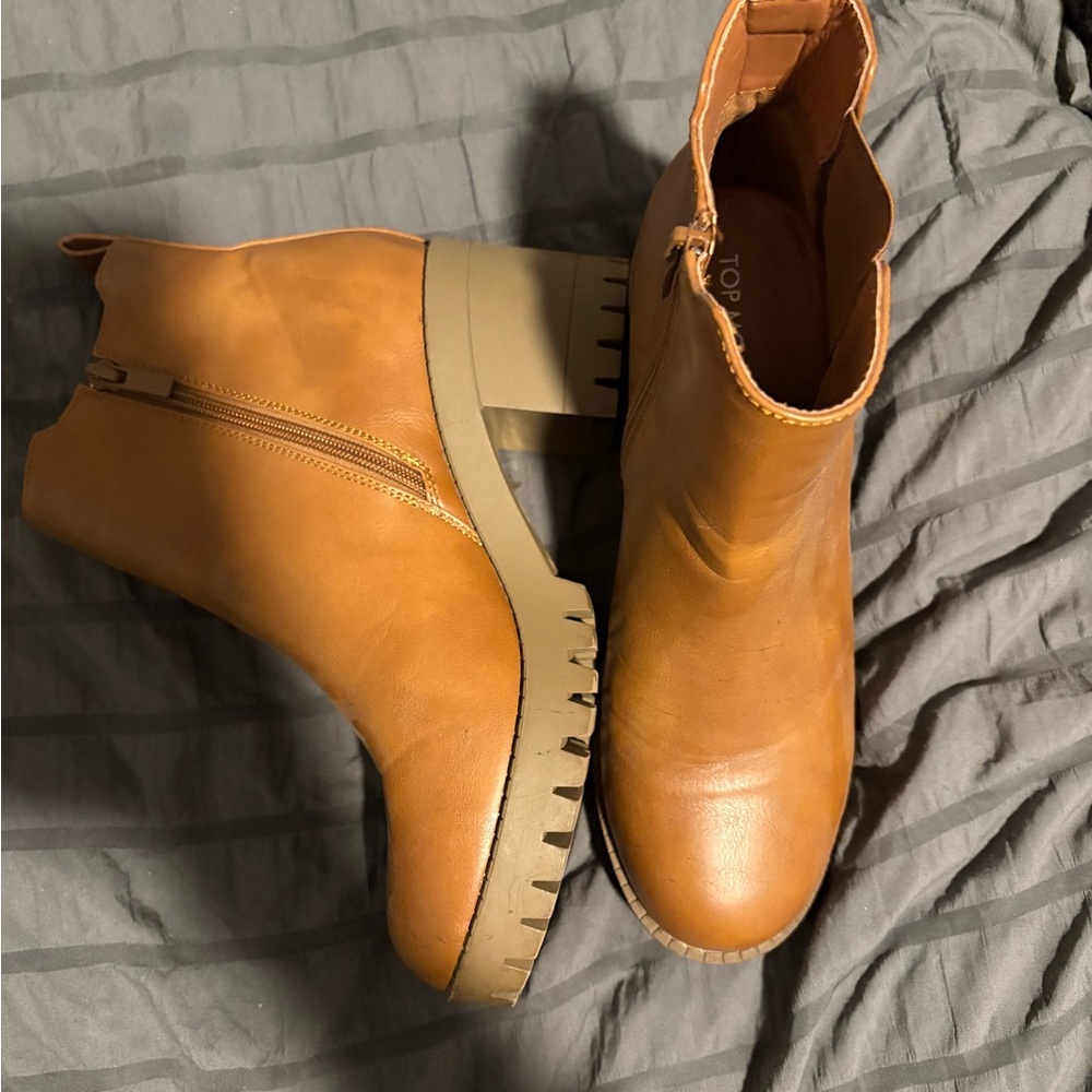 TOPMODA Women's Brown Ankle Boots